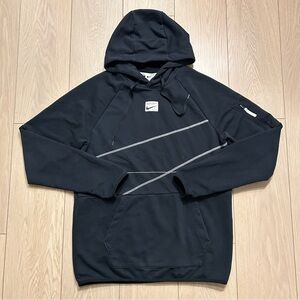 Nike Dri-FIT Black White Stitching Hoodie Men’s S Pullover Fleece Zip Pocket